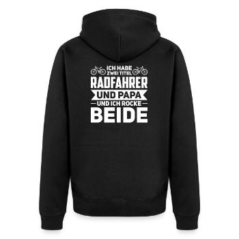 Fahrrad Radfahrer Papa fahrradfahrer Geschenk - Unisex Premium Bio Zip Hoodie - Schwarz - Hinten - Nico (187cm)