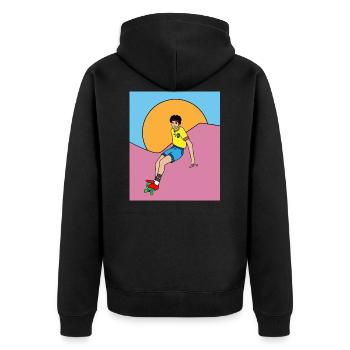 Retro Skateboarder & Skater Skateboard - Unisex Premium Organic Zip Hoodie - black - Back - Nico (187cm)