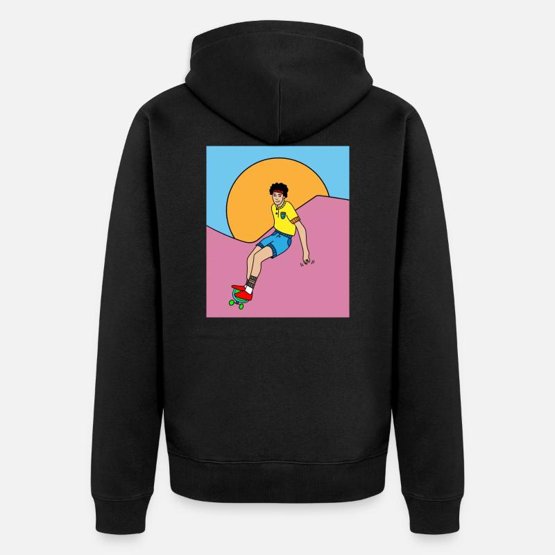 Retro Skateboarder & Skater Skateboard - Veste à capuche bio Premium Unisexe - noir