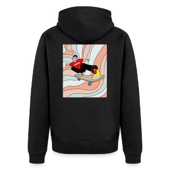 Retro Skateboarder & Skater Skateboard - Unisex Premium Organic Zip Hoodie - black - Back - Nico (187cm)