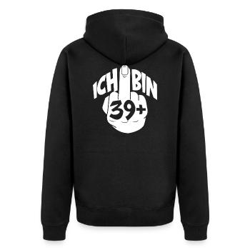 I AM 39+ 40TH BIRTHDAY OVER 40 - Unisex Premium Organic Zip Hoodie - black - Back - Nico (187cm)