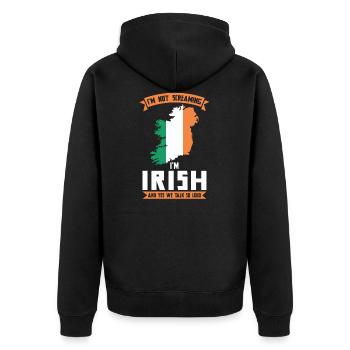Irish Ireland Irish Gift - Unisex Premium Organic Zip Hoodie - black - Back - Nico (187cm)