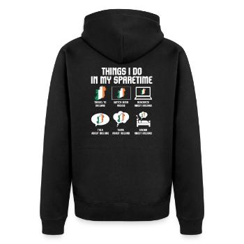 Ireland Ireland Irish Gift - Unisex Premium Organic Zip Hoodie - black - Back - Nico (187cm)