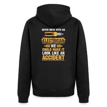 Elektriker Elektriker Elektroarbeiter Geschenk - Unisex Premium Bio Zip Hoodie - Schwarz - Hinten - Nico (187cm)