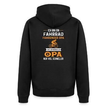 Fahrrad Opa Radfahrer Rennrad Rennradfahrer - Unisex Premium Bio Zip Hoodie - Schwarz - Hinten - Nico (187cm)