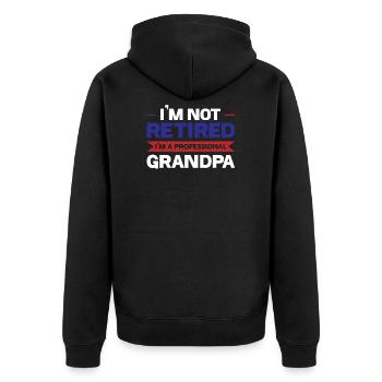 Grandpa Retired Grandpa Retired Geschenk - Unisex Premium Bio Zip Hoodie - Schwarz - Hinten - Nico (187cm)