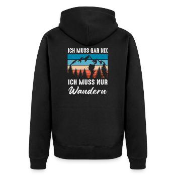 Wandern Bergsteigen Wander Geschenk - Unisex Premium Bio Zip Hoodie - Schwarz - Hinten - Nico (187cm)