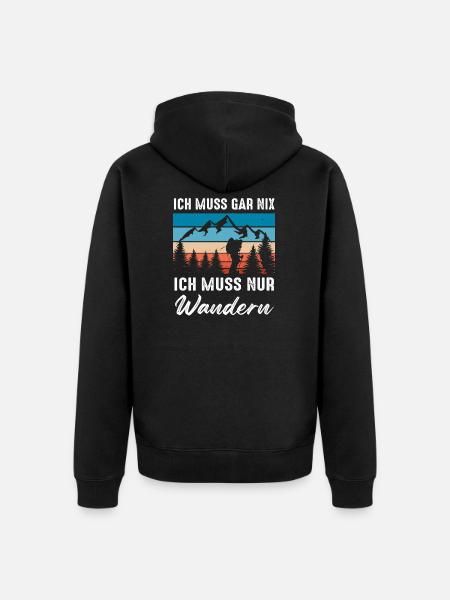 Wandern Bergsteigen Wander Geschenk - Unisex Premium Bio Zip Hoodie - Schwarz