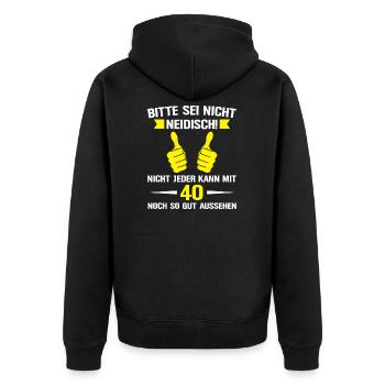 40. Geburtstag Mann 40 Jahre Frau Geschenk - Unisex Premium Bio Zip Hoodie - Schwarz - Hinten - Nico (187cm)
