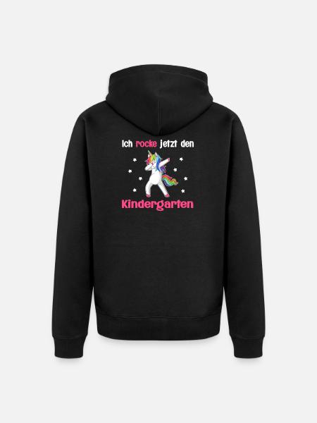Kindergartenkind Einhorn Kindergarten-Anfang - Unisex Premium Bio Zip Hoodie - Schwarz