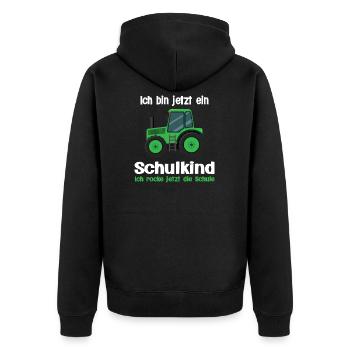 Einschulung Traktor Gaming Geschenk - Unisex Premium Bio Zip Hoodie - Schwarz - Hinten - Nico (187cm)