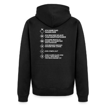 Feuerwehr Feuerwehrauto Freiwillige Feuerwehr - Unisex Premium Bio Zip Hoodie - Schwarz - Hinten - Nico (187cm)