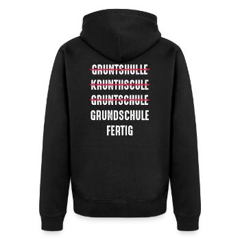 Grundschule Grundschulabschluss Abschluss Geschenk - Unisex Premium Bio Zip Hoodie - Schwarz - Hinten - Nico (187cm)