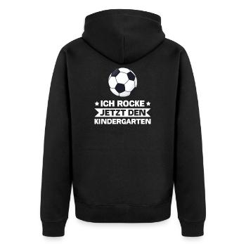 Kindergartenkind Einhorn Kindergarten-Anfang - Unisex Premium Bio Zip Hoodie - Schwarz - Hinten - Nico (187cm)