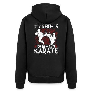 Mir Reichts Ich Geh Zum Karate Karateka - Unisex Premium Bio Zip Hoodie - Schwarz - Hinten - Nico (187cm)