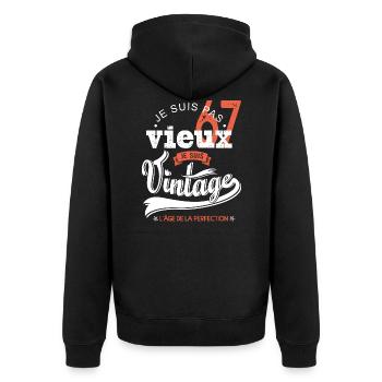 Je suis vintage cadeau humour anniversaire 67 ans - Veste à capuche bio Premium Unisexe - noir - Dos - Nico (187cm)