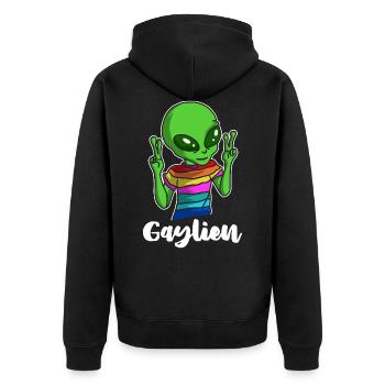 LGBT - Unisex Premium Bio Zip Hoodie - Schwarz - Hinten - Nico (187cm)