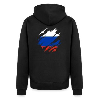 Russland-Flagge Russland Russisch Geschenk - Unisex Premium Bio Zip Hoodie - Schwarz - Hinten - Nico (187cm)