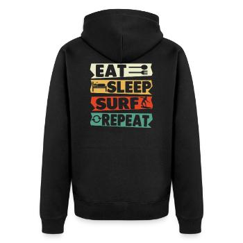 Surfen Windsurfen Kitesurfen Wakeboarding Geschenk - Unisex Premium Bio Zip Hoodie - Schwarz - Hinten - Nico (187cm)