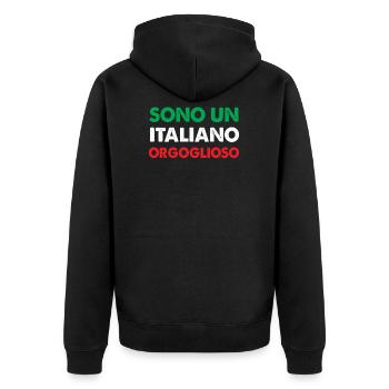 Italienisch Italienische Flagge Geschenk - Unisex Premium Bio Zip Hoodie - Schwarz - Hinten - Nico (187cm)