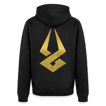 hatte Symbol - Unisex Premium Bio Zip Hoodie - Schwarz - Hinten - Nico (187cm)
