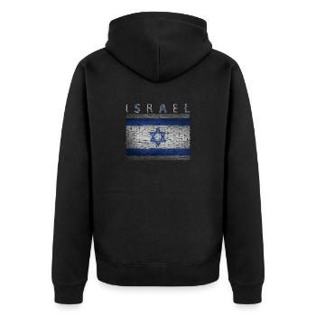 Israel Flagge - Unisex Premium Bio Zip Hoodie - Schwarz - Hinten - Nico (187cm)