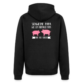 Schweine Papa Schwein Schweine Geschenk - Unisex Premium Bio Zip Hoodie - Schwarz - Hinten - Nico (187cm)