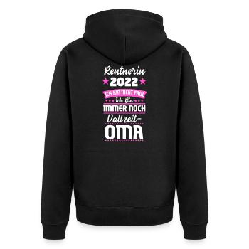 Rentnerin 2022 Vollzeit Oma Ruhestand - Unisex Premium Bio Zip Hoodie - Schwarz - Hinten - Nico (187cm)