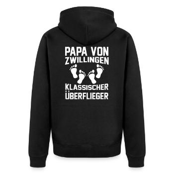 Papa von Zwillingen Zwillinge Papa Geschenk - Unisex Premium Bio Zip Hoodie - Schwarz - Hinten - Nico (187cm)