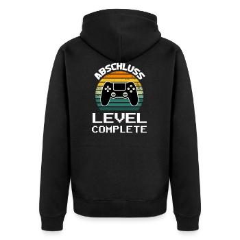 Abschluss Grundschule Schulabschluss Geschenk - Unisex Premium Bio Zip Hoodie - Schwarz - Hinten - Nico (187cm)