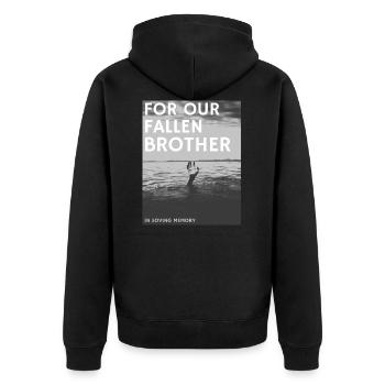 Fallen Brother Bachelor Stag Do - Unisex Premium Organic Zip Hoodie - black - Back - Nico (187cm)