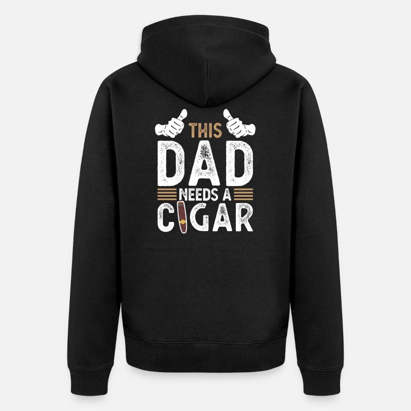 Zigarre Papa Zigarren Geschenk - Unisex Premium Bio Zip Hoodie - Schwarz