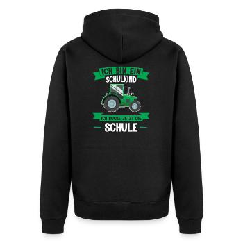 Schulanfang Schulkind Einschulung Geschenk - Unisex Premium Bio Zip Hoodie - Schwarz - Hinten - Nico (187cm)