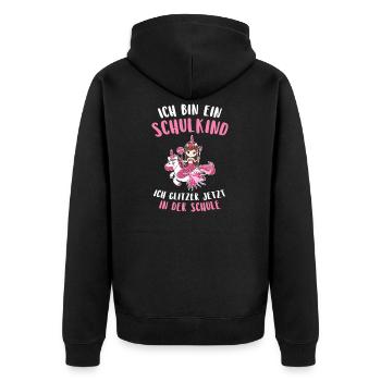 Schulanfang Einhorn Meerjungfrau Geschenk - Unisex Premium Bio Zip Hoodie - Schwarz - Hinten - Nico (187cm)