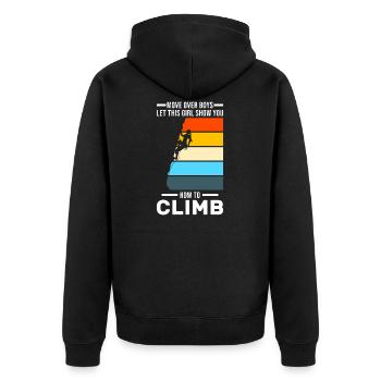 Climbing Girl Climbing Girl Gift - Unisex Premium Organic Zip Hoodie - black - Back - Nico (187cm)