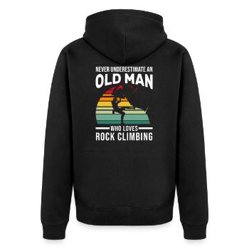Klettern Old Man Klettern Old Man Geschenk - Unisex Premium Bio Zip Hoodie - Schwarz - Hinten - Nico (187cm)