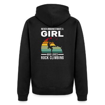 Climbing Girls Climbing Girl Gift - Unisex Premium Organic Zip Hoodie - black - Back - Nico (187cm)