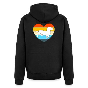 Dackel Dackel Pet Geschenk - Unisex Premium Bio Zip Hoodie - Schwarz - Hinten - Nico (187cm)