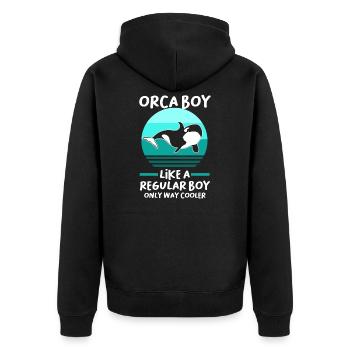 Orca Boy Orca Boy Killer Whale Gift - Unisex Premium Organic Zip Hoodie - black - Back - Nico (187cm)