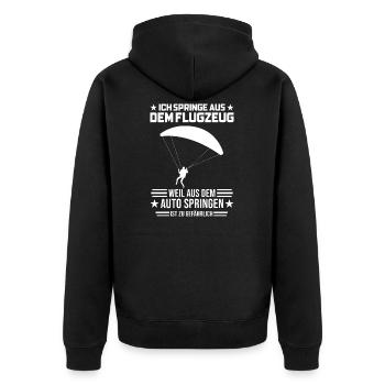 Fallschirm Paragleiter Fallschirmspringen Geschenk - Unisex Premium Bio Zip Hoodie - Schwarz - Hinten - Nico (187cm)