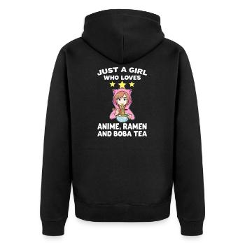 Anime Ramen Boba Tea Boba Tea Gift - Unisex Premium Organic Zip Hoodie - black - Back - Nico (187cm)
