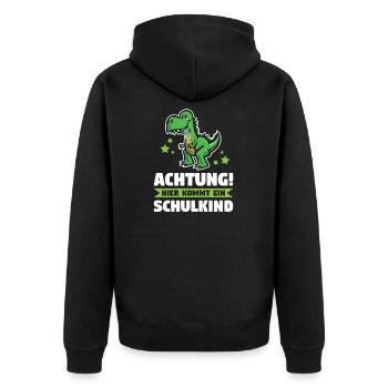 Schulkind Schulanfang Traktor Geschenk - Unisex Premium Bio Zip Hoodie - Schwarz - Hinten - Nico (187cm)