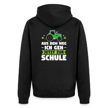 Schulkind Schulanfänger Schulanfang Geschenk - Unisex Premium Bio Zip Hoodie - Schwarz - Hinten - Nico (187cm)