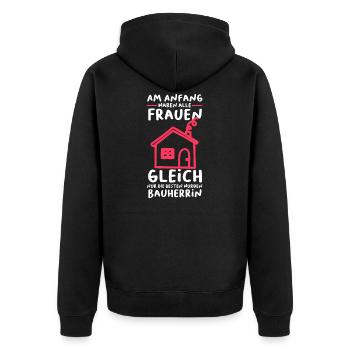 Bauherrin Richtfest Baustelle Geschenk - Unisex Premium Bio Zip Hoodie - Schwarz - Hinten - Nico (187cm)