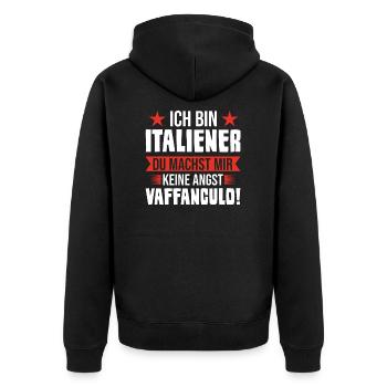 Vaffanculo Italienisch Italiener Geschenk - Unisex Premium Bio Zip Hoodie - Schwarz - Hinten - Nico (187cm)