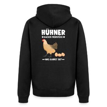 Huhn Hühner Bauer Geschenk - Unisex Premium Bio Zip Hoodie - Schwarz - Hinten - Nico (187cm)