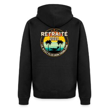 Retraité homme cadeau départ en retraite - Veste à capuche bio Premium Unisexe - noir - Dos - Nico (187cm)