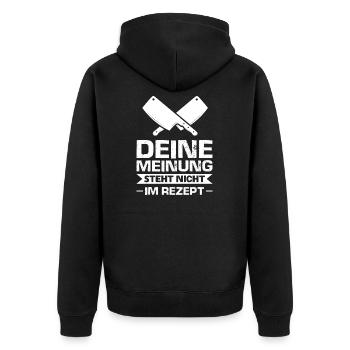 Koch Chefkoch Kochen Geschenk - Unisex Premium Bio Zip Hoodie - Schwarz - Hinten - Nico (187cm)