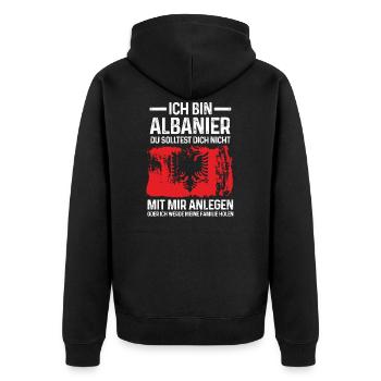 Albanier Albanien Albanien Flagge Geschenk - Unisex Premium Bio Zip Hoodie - Schwarz - Hinten - Nico (187cm)