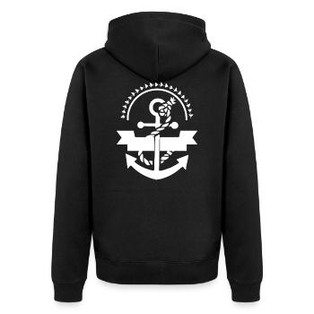 Anker Nautik Seefahrer Pier Meer maritim - Unisex Premium Bio Zip Hoodie - Schwarz - Hinten - Nico (187cm)